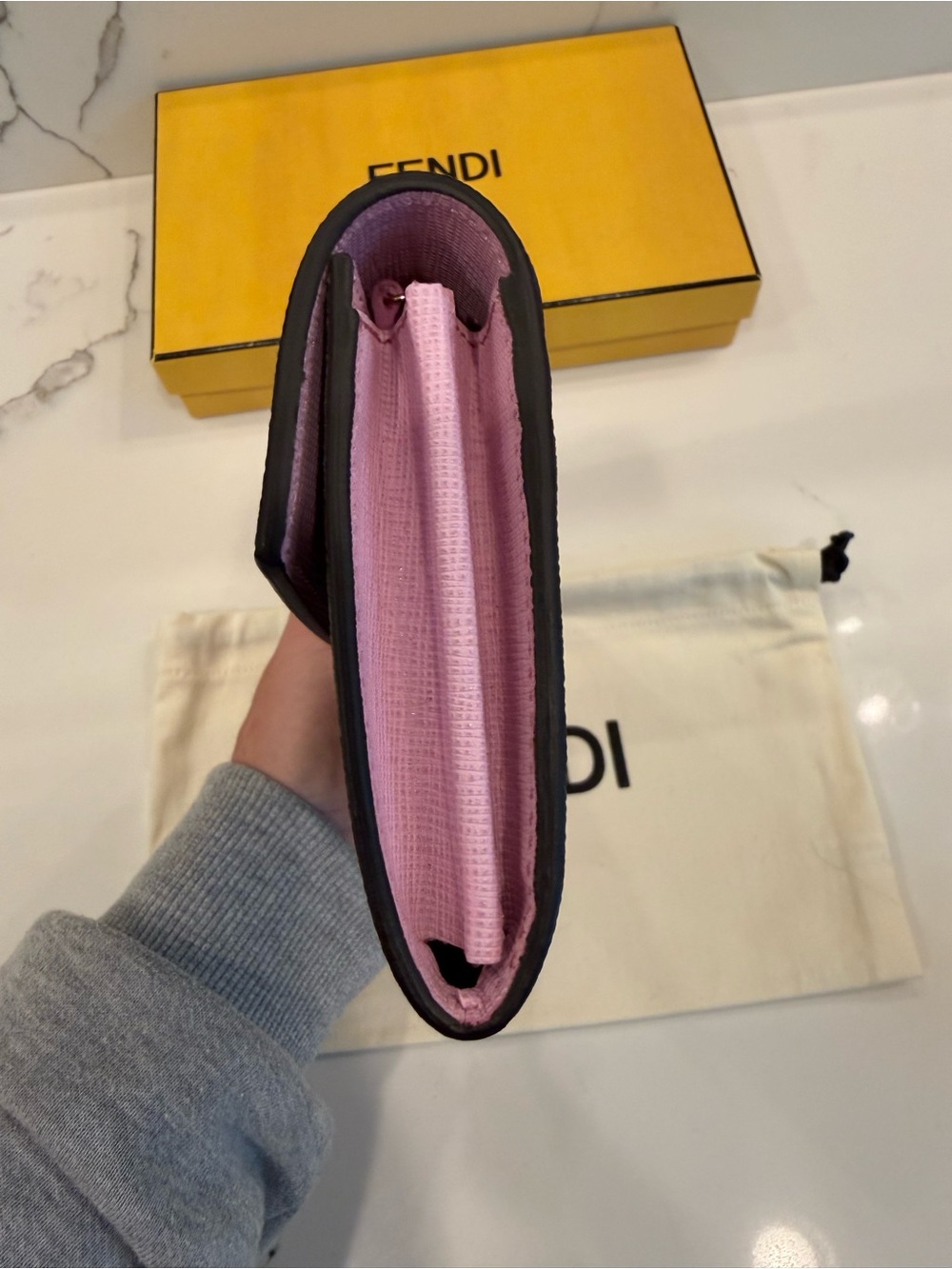 Fendi Simply Wallet- FF Zucca Canvas & Pink Leather Interior - Picture 5 of 11